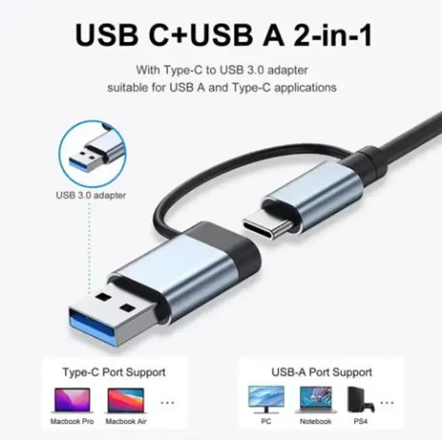 Мультифункциональный USB-хаб 8 в 1, универсальный адаптер, концентратор с входом Type-C, кардридер, HDTV+PD+USB 3.0+SD+TF+Type-C