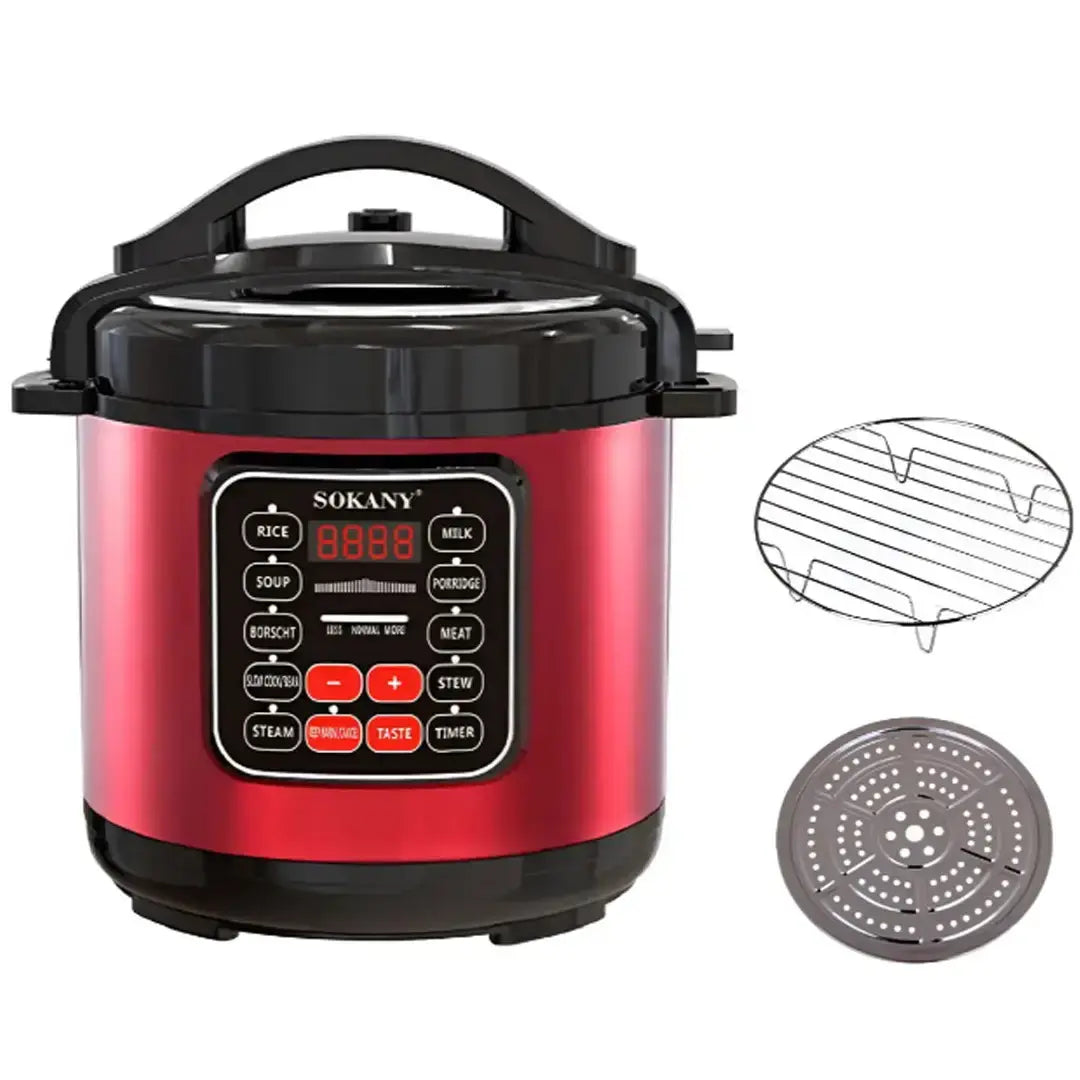 Мультиварка электрическая на 5 л мощностью 1000 Вт. Sokany SK-2402 Красная Скороварка на 10 программ