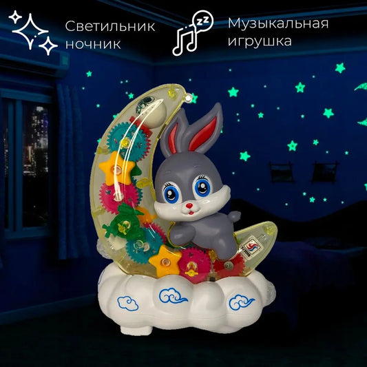 Музыкальная игрушка-ночник Зайчик на месяц YJ3043