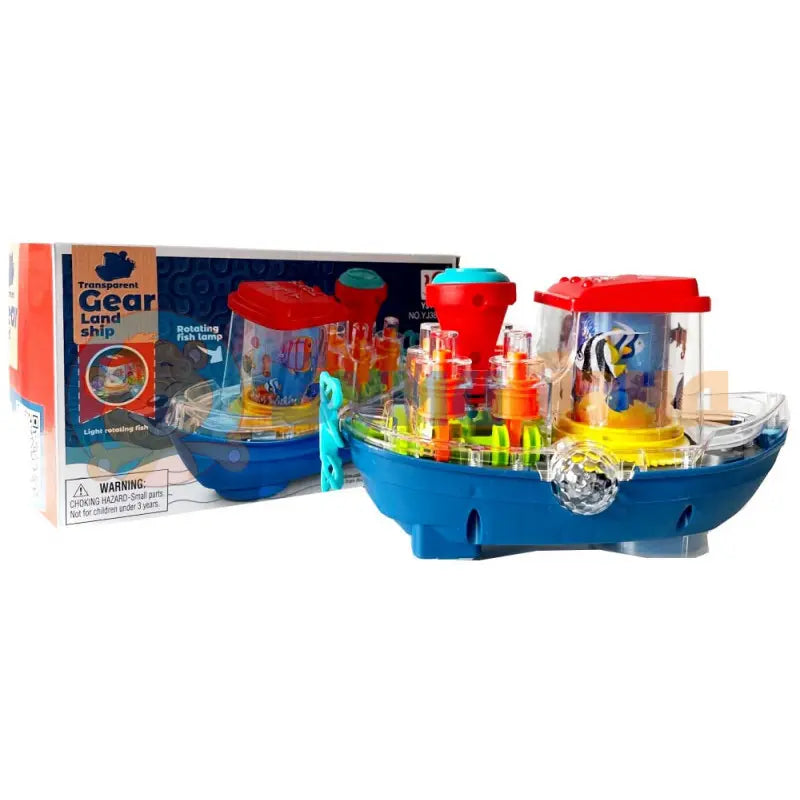 Музыкальный кораблик (подсветка, мелодии, колесо свободного хода, шестеренки) YJ 388-67