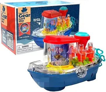 Музыкальный кораблик (подсветка, мелодии, колесо свободного хода, шестеренки) YJ 388-67