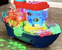 Музыкальный кораблик (подсветка, мелодии, колесо свободного хода, шестеренки) YJ 388-67