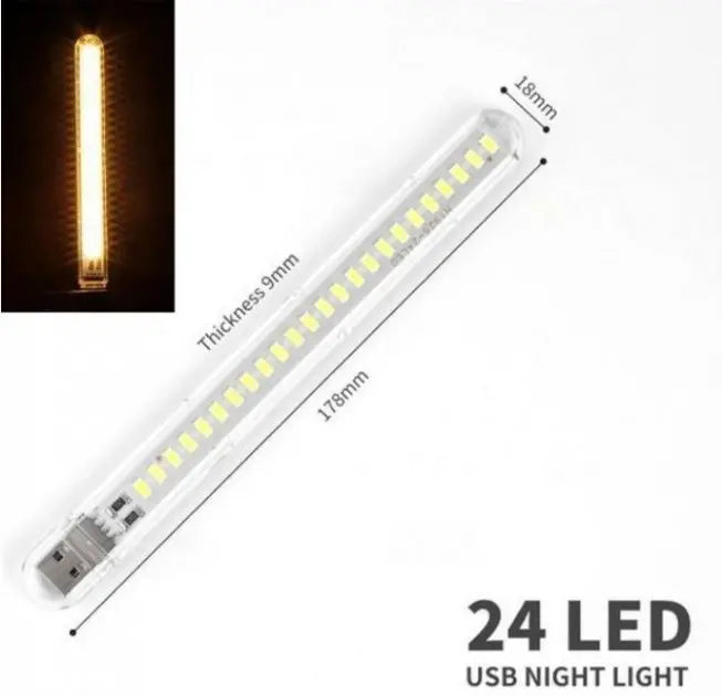 Мини фонарик на 24 светодиодов, USB лампа, LED светильник (теплый желтый свет)
