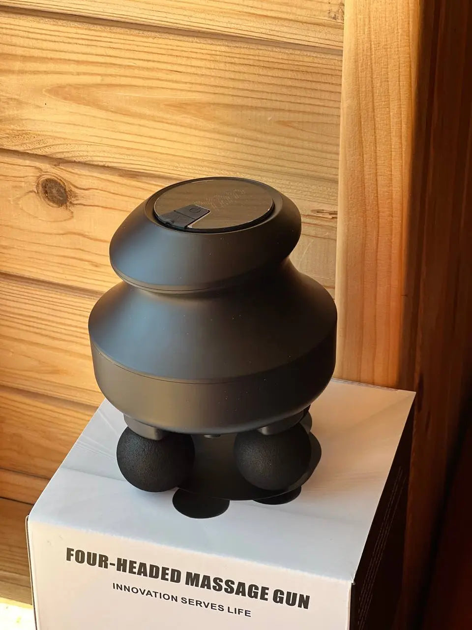 Минимассажер для глубоких тканей / Электрический ручной массажер с 4 головками для мышц спины, шеи, головы