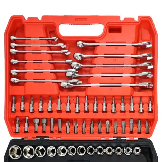 Набор 78 инструментов из хром-ванадиевой стали в пластиковом кейсе CR-V 78 PCS