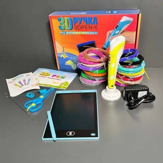 Набор для творчества 3D ручка 3D Pen-6 c LCD дисплеем + графический планшет + трафареты + 100 м пластика в комплекте