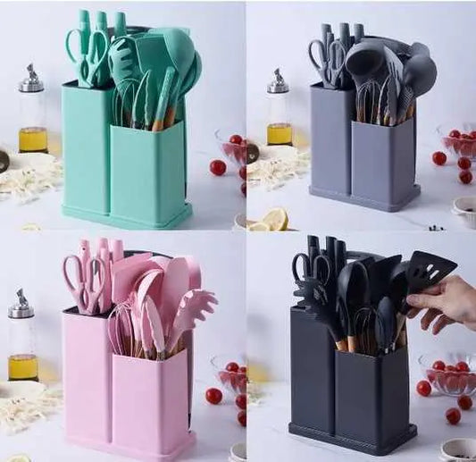 Набор кухонных принадлежностей 19 предметов с двойной подставкой доской набором ножей ZP-0102