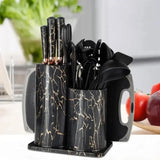 Набор кухонных принадлежностей 25 предметов с двойной подставкой разделочной доской набором ножей прихватками