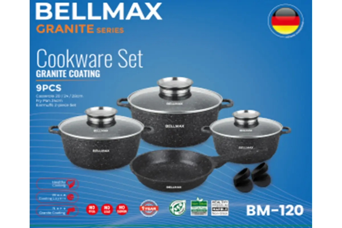 Набор посуды 9 предметов Bellmax Cookware Set BM-120