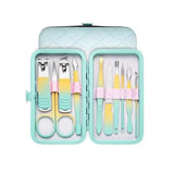 Набор профессиональный для маникюра/педикюра на 10 предметов мятно-желтый в мягком кейсе