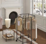 Напольная вешалка для одежды с поворотным механизмом на 360° и колесами