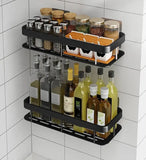 Настенная двухуровневая полка металлическая, самоклеящаяся для ванной комнаты, душевой.