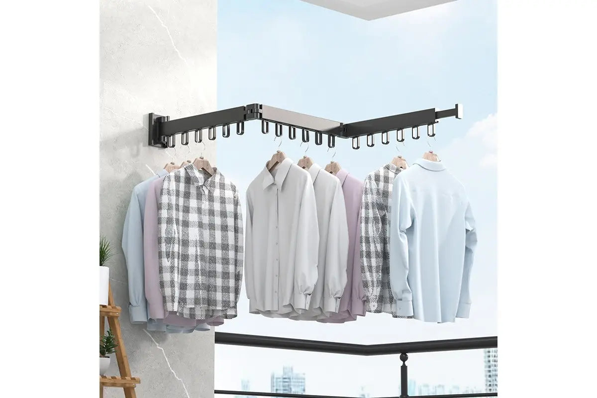 Настенная раскладная вешалка сушилка для одежды из алюминиевого сплава для балкона, 3 секции SKLM-2 ((101+23)*10*6.5)