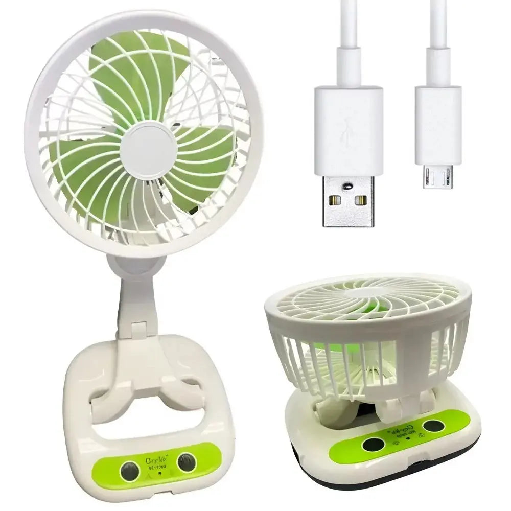 Настольный вентилятор с LED подсветкой и USB, KC-7900 / Мини-вентилятор настольный аккумуляторный