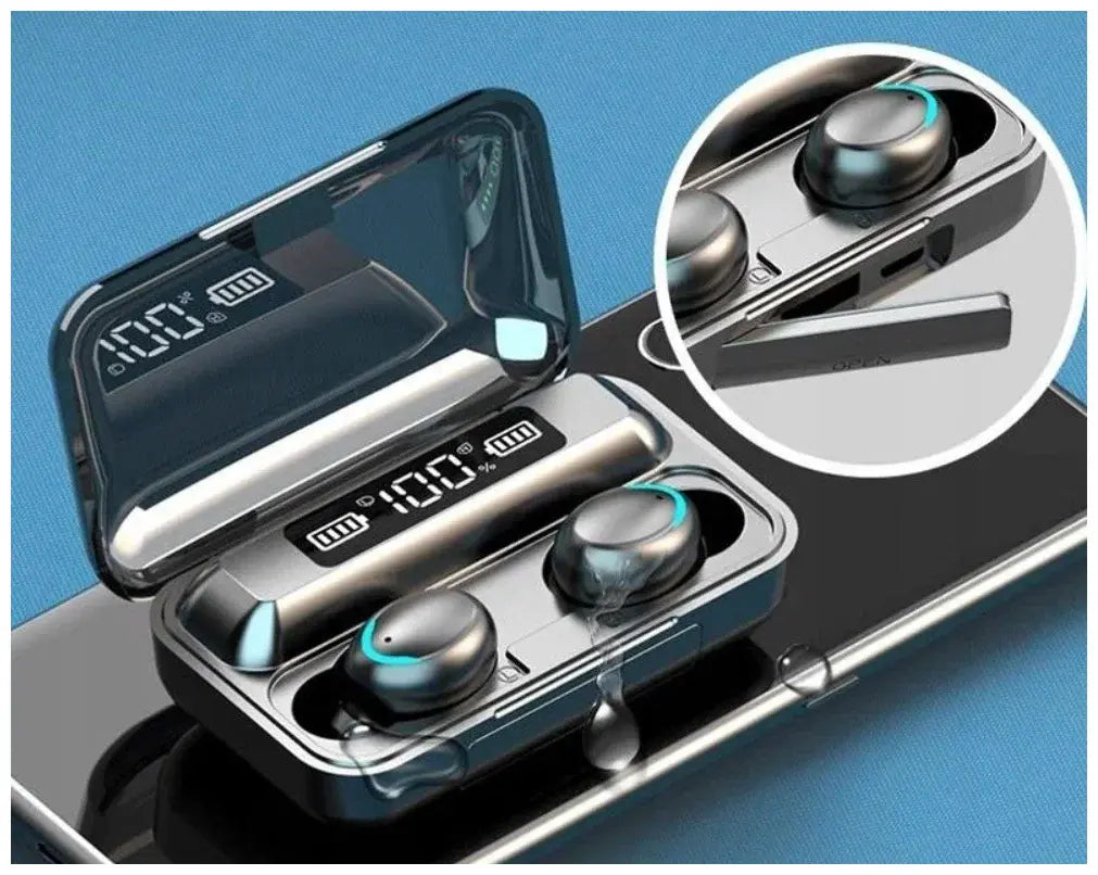 Наушники F9 TWS V5.0 Беспроводные сенсорные Bluetooth с индикатором заряда водонепроницаемые черные (NB-1)