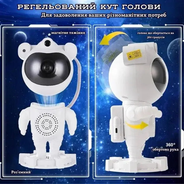 Ночник проектор звездного неба Астронавт с Bluetooth колонкой Sky Star Astronaut Bambi ZZ-202