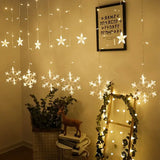 Новогодняя cветодиодная гирлянда шторка "Снежинки и Звезды"