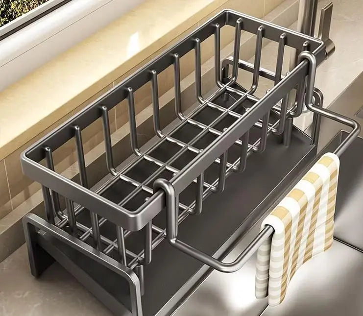 Органайзер для кухонной раковины, прочная полка для раковины, многофункциональный полка для хранения губок и кухонных принадлежностей ...