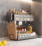 Органайзер для приправ Glaceon Spice Rack, двухъярусная стойка для посуды + спецовница, многофункциональная сушилка посуды и для специй, вместит...