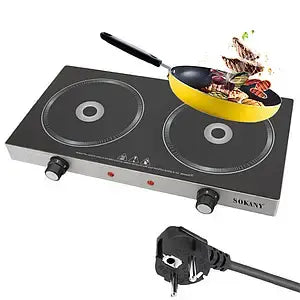 Плита Sokany SK-224 инфракрасная , на 2 конфорки, 2400 Вт (SK-224)