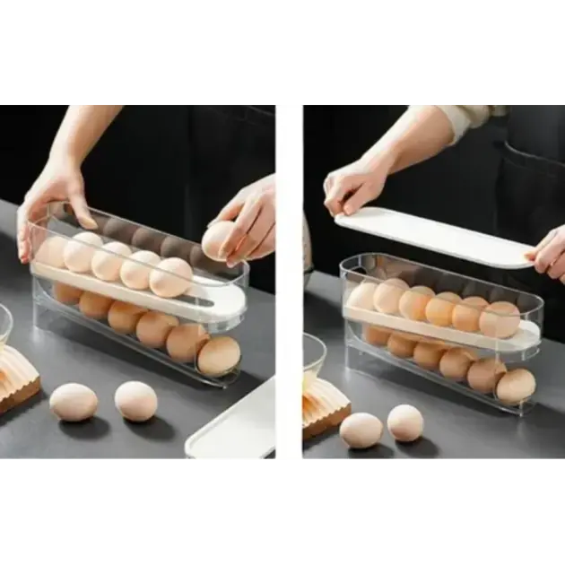 Подставка-органайзер для хранения яиц двухслойная с автоматическим качением