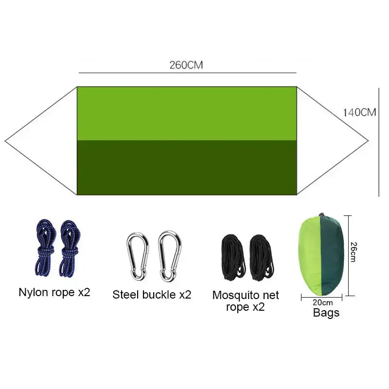 Подвесной гамак с москитной сеткой HIeha нейлоновый, с карманом, полный комплект