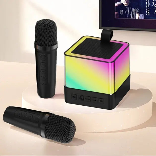 Портативная Bluetooth колонка K18 с LED подсветкой 2 микрофона черный