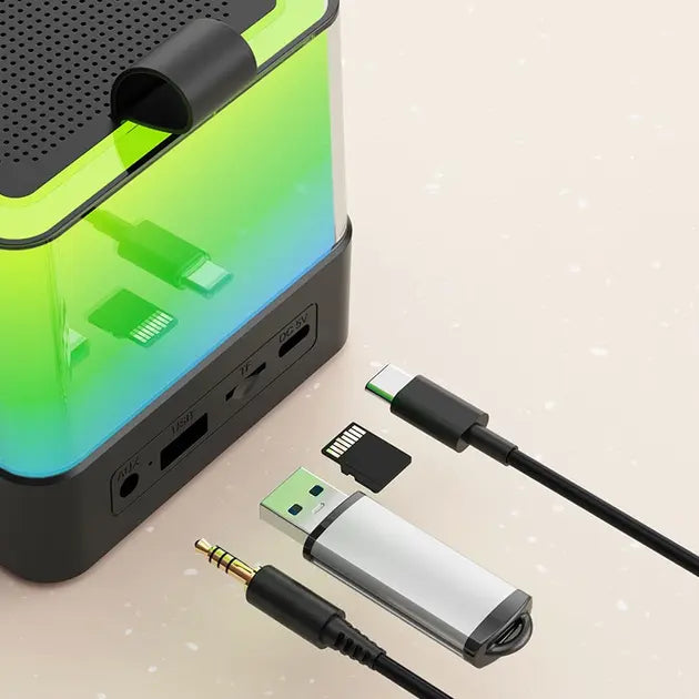 Портативная Bluetooth колонка K18 с LED подсветкой 2 микрофона черный