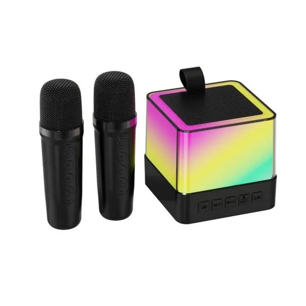 Портативная Bluetooth колонка K18 с LED подсветкой 2 микрофона черный