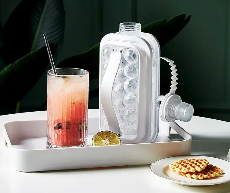 Портативная силиконовая форма для льда бутылка 2 в 1 ICE CUBE TRAY складная на 17 шариков