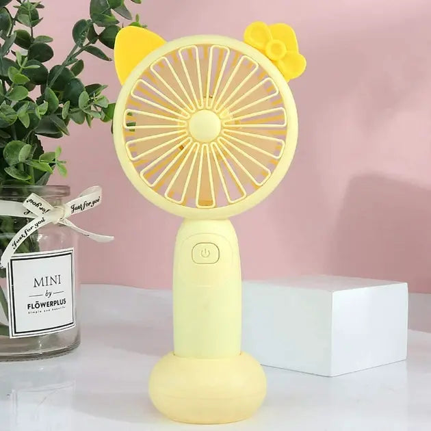Портативный аккумуляторный мини вентилятор с ушками и RGB подсветкой Mini Fan (SQ-2165) Желтый