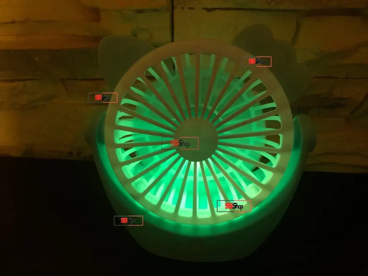 Портативный аккумуляторный мини вентилятор с ушками и RGB подсветкой Mini Fan (SQ-2165) Желтый