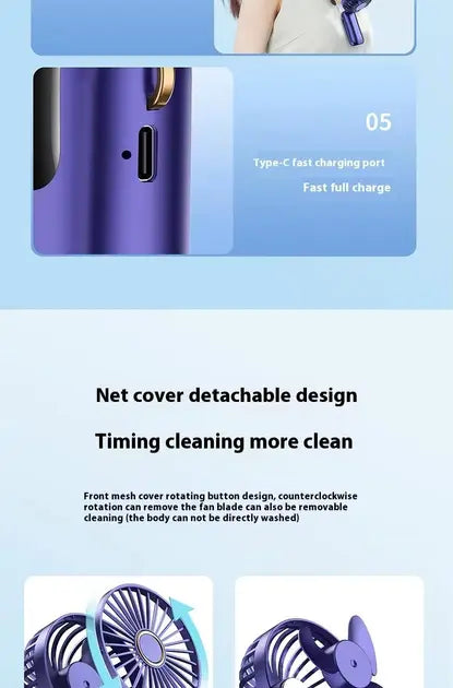 Портативный мини вентилятор Mini fan AND892 с подставкой для телефона и дисплеем