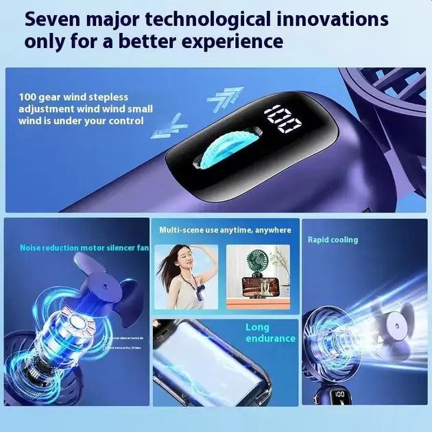 Портативный мини вентилятор Mini fan AND892 с подставкой для телефона и дисплеем