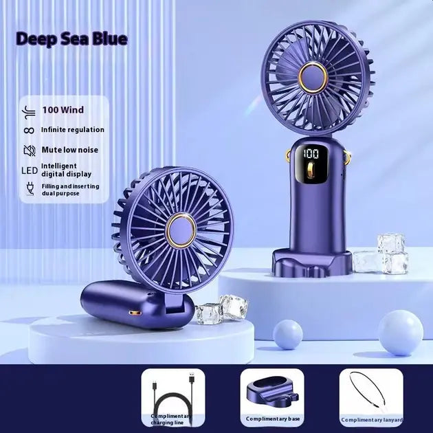Портативный мини вентилятор Mini fan AND892 с подставкой для телефона и дисплеем