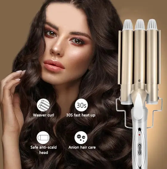 Тройная плойка для волос Kemei 1010