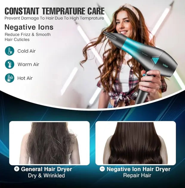 Профессиональный мощный фен для волос VGR V-455 с холодным и горячим воздухом 2400 Вт