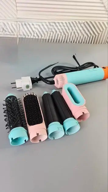 Профессиональный стайлер для волос 5 в 1, керамическое покрытие, ионизация воздуха, многофункциональный фен, выпрямитель, объемный стайл...