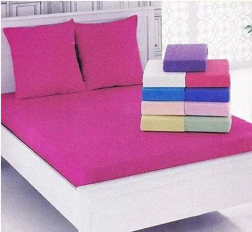 сиреневая Простынь махровая на резинке с наволочками Anisa  (220х240+30 см)