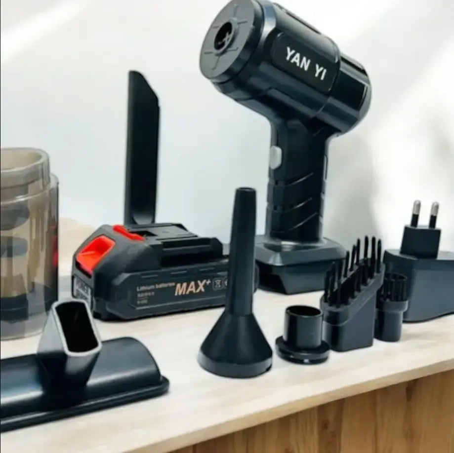 Пылесос автомобильный мощный беспроводной аккумуляторный, 4 насадок