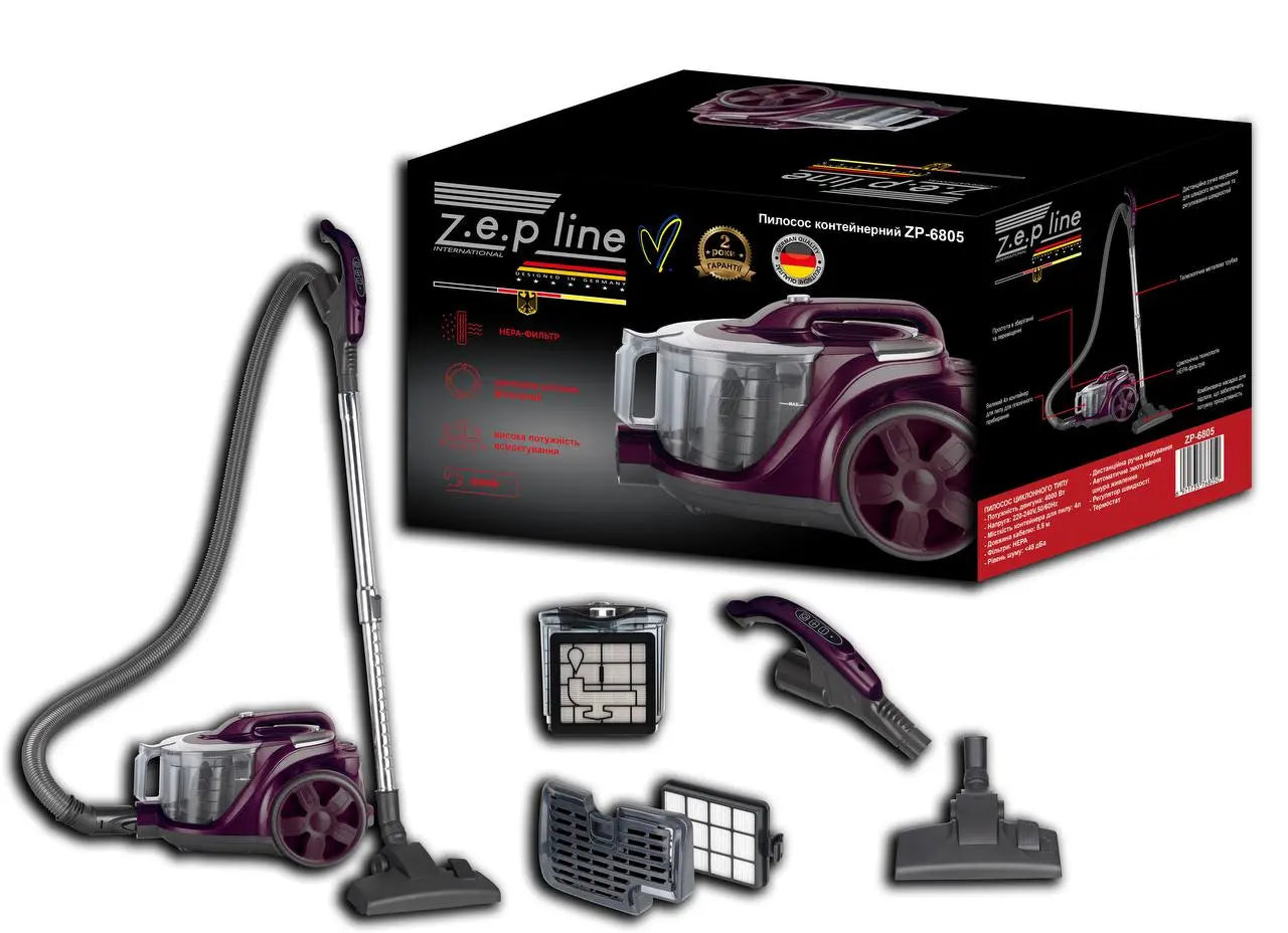 Пылесос контейнерный 4л Zepline ZP-6804 красный