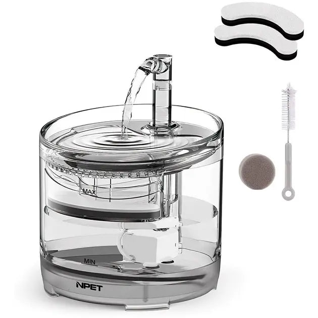 Питьевой фонтан поилка для кошек и собак NPET WF050TP 1.5L с фильтром прозрачный