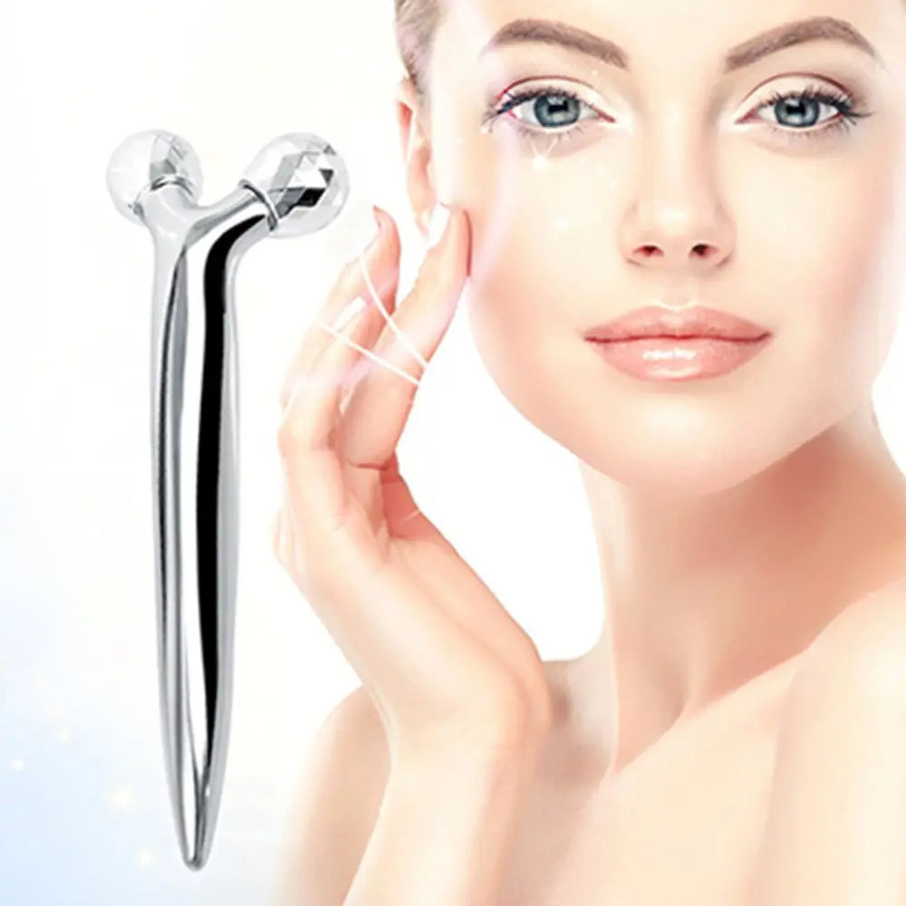 Роликовый ручной массажер для лица с 3D шариками LBJ-116B 3D Massager Серебристый