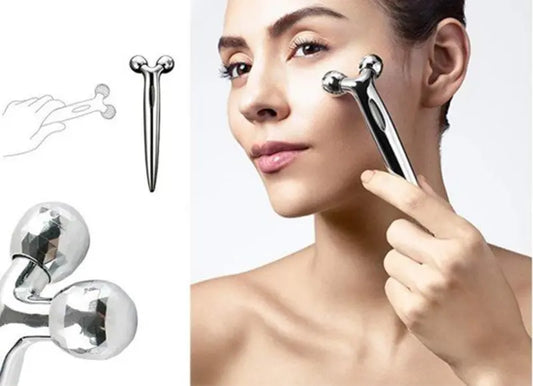 Роликовый ручной массажер для лица с 3D шариками LBJ-116B 3D Massager Серебристый