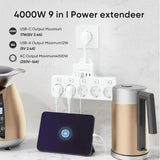 Розетка 9-в-1 европейского стиля с выключателем, зарядным устройством USB и огнестойкой/взрывозащищенной конструкцией для кухни, гостиной...