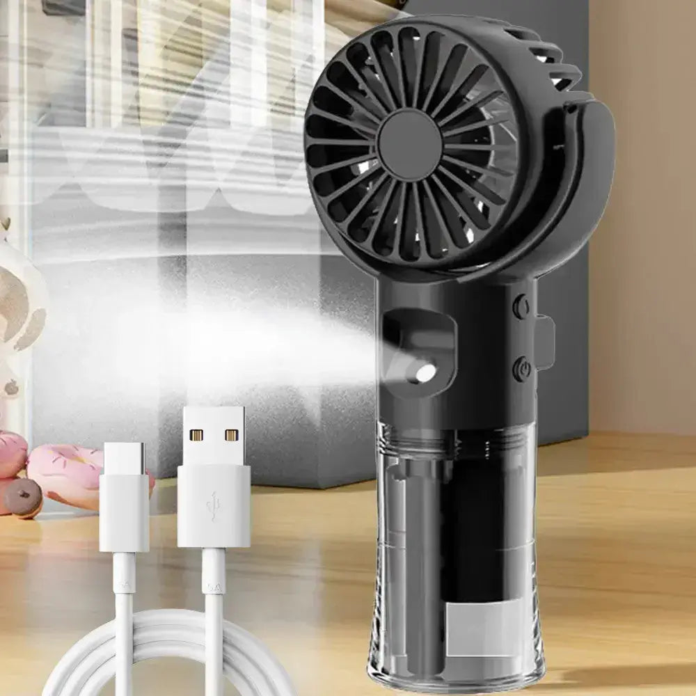 Ручной вентилятор с USB-распылителем / Аккумуляторный мини вентилятор