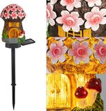 Садовый фонарь 43 см в грунте в виде гриба с солнечной панелью Сказочный домик