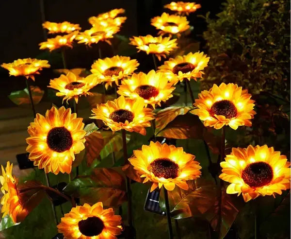 Садовый светильник на солнечной батарее Подсолнечник, 75 см, Теплый белый / Газонный светодиодный фонарь