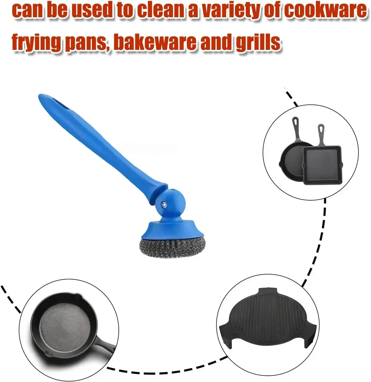 Щетка с длинной ручкой для чистки посуды, посуда, сковорода BRUSH AND-4-20-600