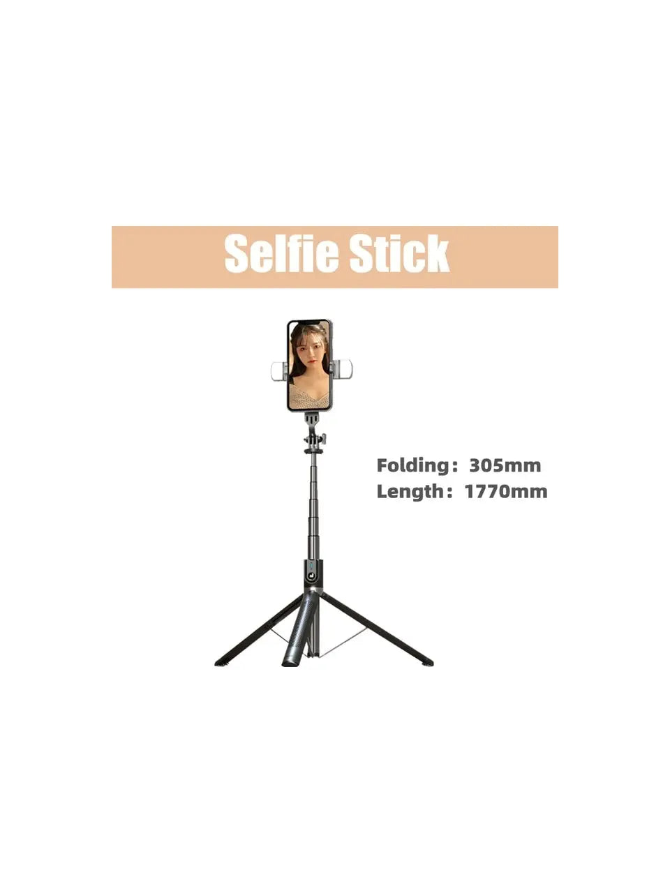 Штатив-трипод для телефона 1.77м с Bluetooth пультом и подсветкой P100 / Селф палка-штатив